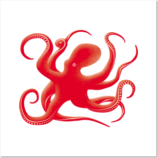 Red Octopus Posters and Art